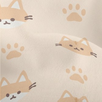 Orange And White Cat And Paw P Lightweight Performance Linen