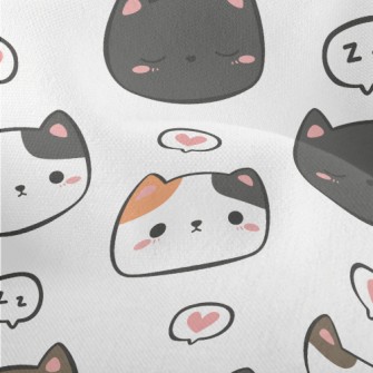 Hand Drawn Cute Cats Of Variou Lightweight Performance Linen