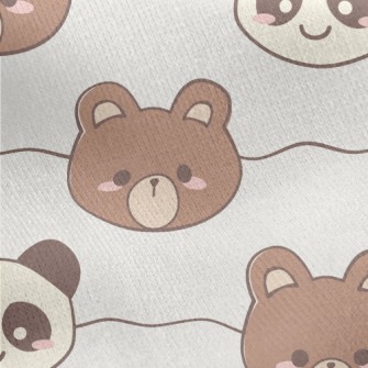 Cute Brown Bear And Panda Jersey Backed Fleece