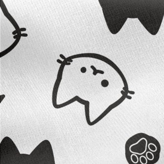 Cute Black And White Cat Jersey Backed Fleece