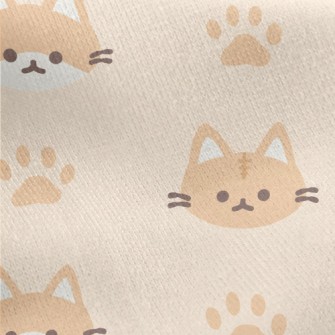 Orange And White Cat And Paw P Jersey Backed Fleece