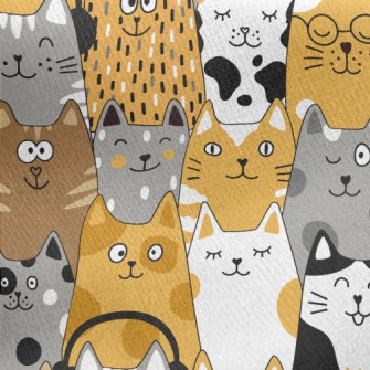Cats Of Various Shapes Jersey Backed Fleece