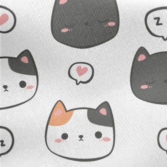 Hand Drawn Cute Cats Of Variou Jersey Backed Fleece