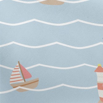 Red And Blue Sailboat And Ligh Pongee