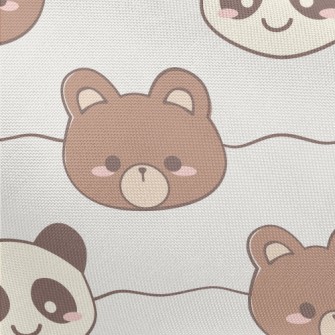 Cute Brown Bear And Panda Pongee