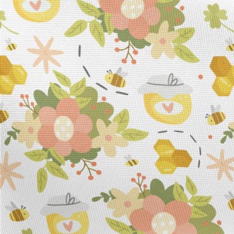 Gentle Flowers And Bee Honey Pongee