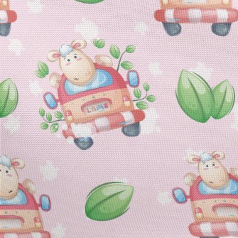 Sheep Driving A Car Pongee