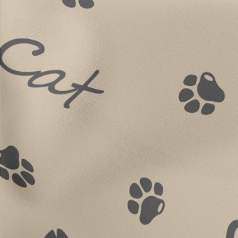 Cat English And Fish Bone Paw  Lightweight Cotton Poplin