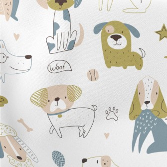 Simple Colorful Dog Lightweight Cotton Poplin
