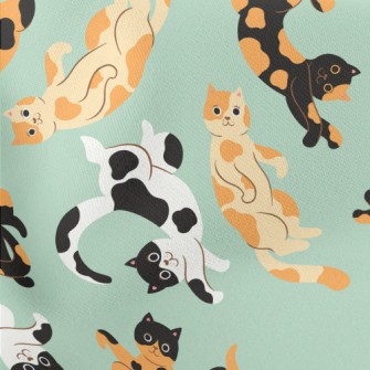 Happy Lazy Cat Lightweight Cotton Poplin