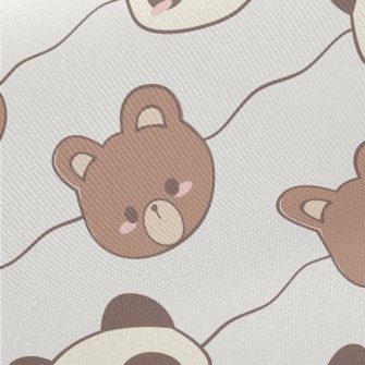 Cute Brown Bear And Panda Midweight Cotton Poplin