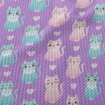 Sitting Cute Cat Birdseye Piqué