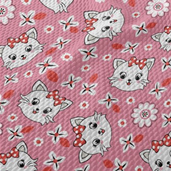 Pretty Cat With Bow Birdseye Piqué