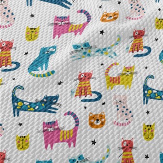 Various Colorful Cats Birdseye Piqué