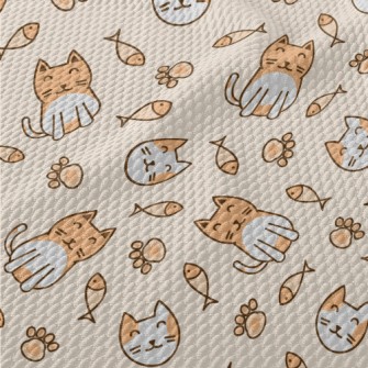 Sitting Round Cat Birdseye Piqué