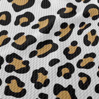 Beautiful Leopard Print On Whi Birdseye Piqué
