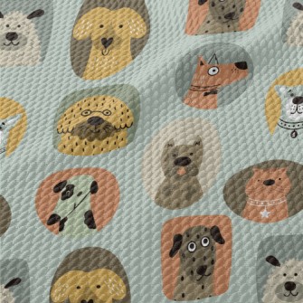 Portraits Of Various Dogs Birdseye Piqué