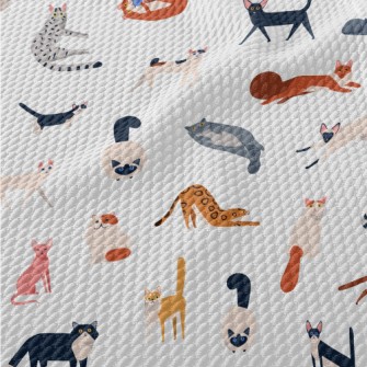 Cute American Style Cat Birdseye Piqué