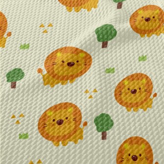 Cute Big Head Lion Birdseye Piqué