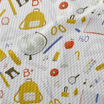 School Supplies And Knowledge Birdseye Piqué