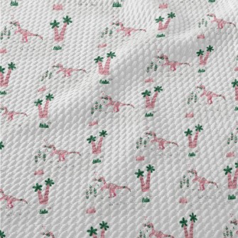 Pink Herbivorous Dinosaur Birdseye Piqué