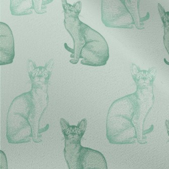 Realistic Hand Drawn Mint Cat Chiffon