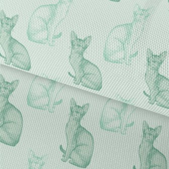Realistic Hand Drawn Mint Cat Waterproof Oxford