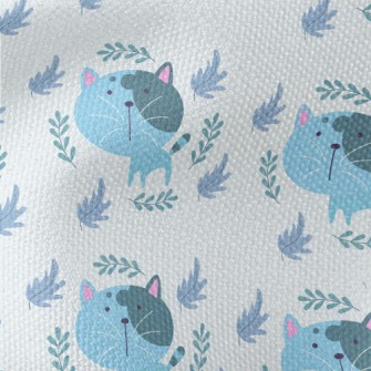 Blue Big Head Cat Waterproof Canvas