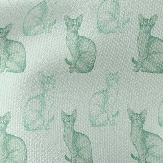 Realistic Hand Drawn Mint Cat Waterproof Canvas