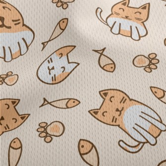 Sitting Round Cat Athletic Mesh Flat Back