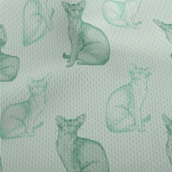 Realistic Hand Drawn Mint Cat Athletic Mesh Flat Back