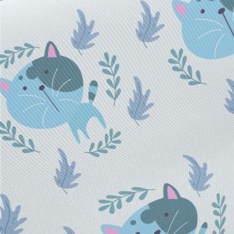 Blue Big Head Cat Twill