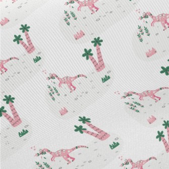 Pink Herbivorous Dinosaur Twill