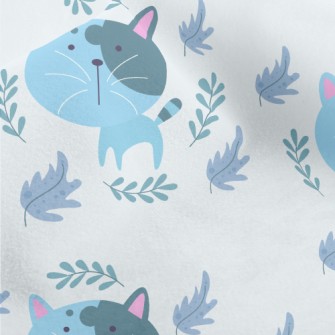 Blue Big Head Cat Micro Fleece