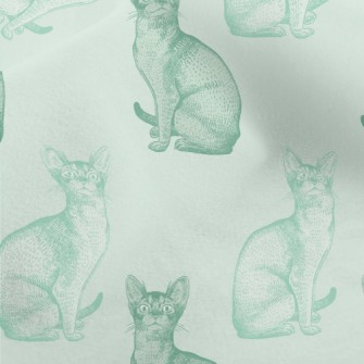 Realistic Hand Drawn Mint Cat Micro Fleece