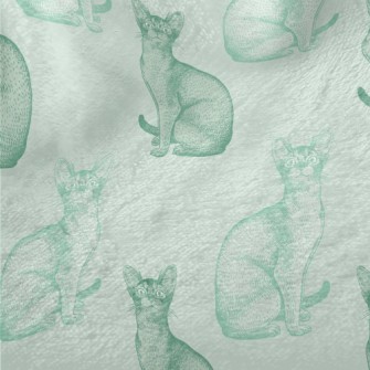 Realistic Hand Drawn Mint Cat Minky