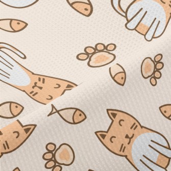 Sitting Round Cat Piqué