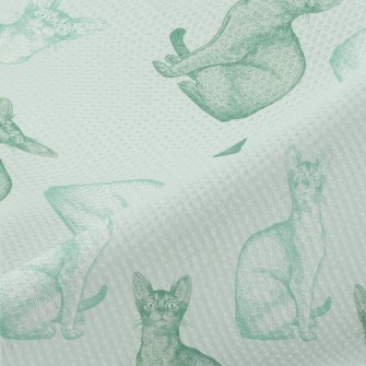 Realistic Hand Drawn Mint Cat Piqué