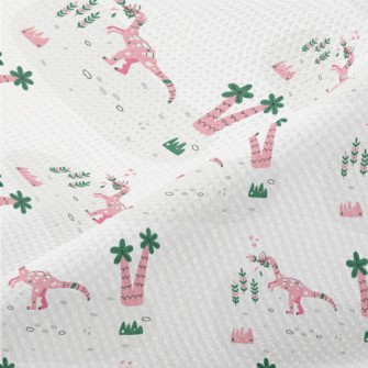 Pink Herbivorous Dinosaur Piqué