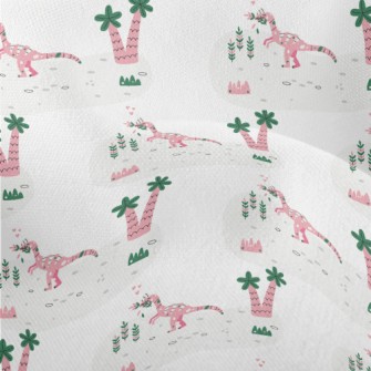 Pink Herbivorous Dinosaur Lightweight Performance Linen