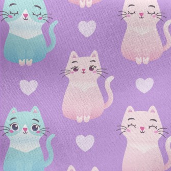 Sitting Cute Cat Jersey Backed Fleece