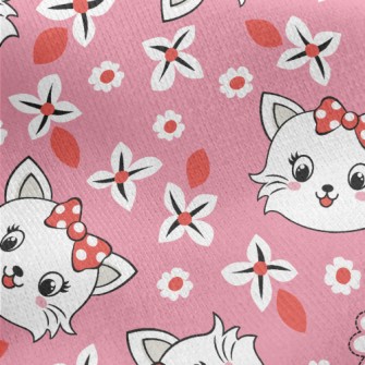 Pretty Cat With Bow Jersey Backed Fleece