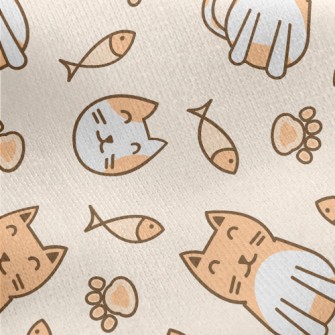 Sitting Round Cat Jersey Backed Fleece