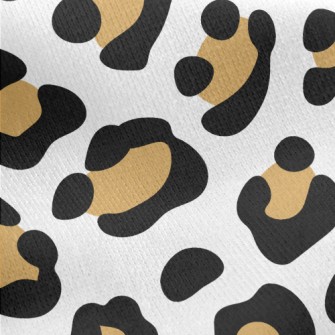 Beautiful Leopard Print On Whi Jersey Backed Fleece
