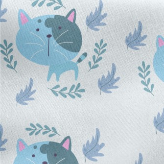 Blue Big Head Cat Jersey Backed Fleece