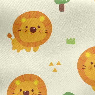 Cute Big Head Lion Jersey Backed Fleece