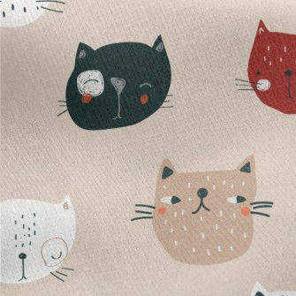 Cute Cats In Various Shapes Jersey Backed Fleece