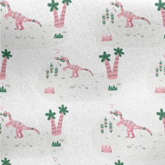 Pink Herbivorous Dinosaur Jersey Backed Fleece