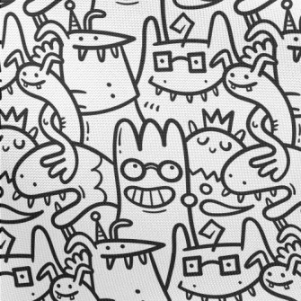Black And White Strange Alien Pongee
