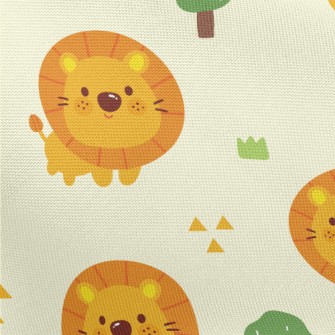 Cute Big Head Lion Pongee